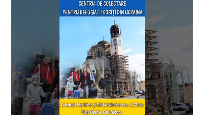 Centru de colectare a ajutoarelor pentru refugiații din Ucraina la Catedrala din Piața Cipariu