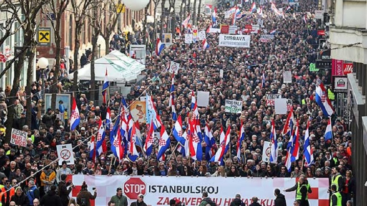 Zeci de mii de croați au manifestat la Zagreb împotriva Convenției de la Istanbul