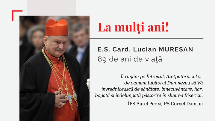 IPS Aurel Percă și PS Cornel Damian l-au felicitat pe Card. Lucian Mureșan, la 89 de ani de viață