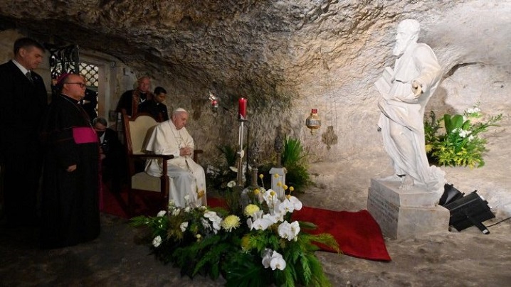 Papa Francisc s-a rugat în Grota Sf. Apostol Pavel din Malta