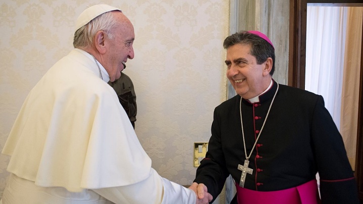 La papa Francisc, nunțiul apostolic în România și R. Moldova, mons. Miguel Maury Buendía