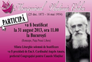 Programul evenimentelor de la București prilejuite de Beatificarea Monseniorului Vladimir Ghika