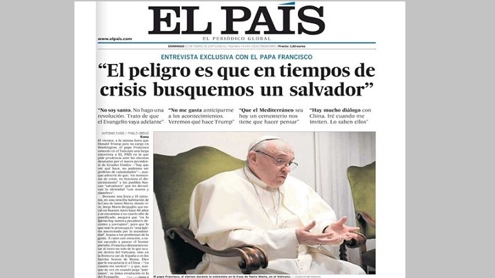 Papa Francisc, în "El Pais": revoluția adusă de Evanghelie reflectată în fraternitate